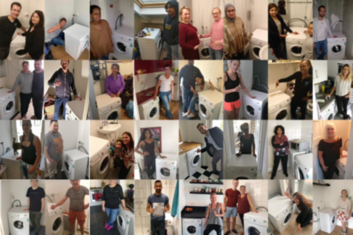 Homie users with washing machine collage